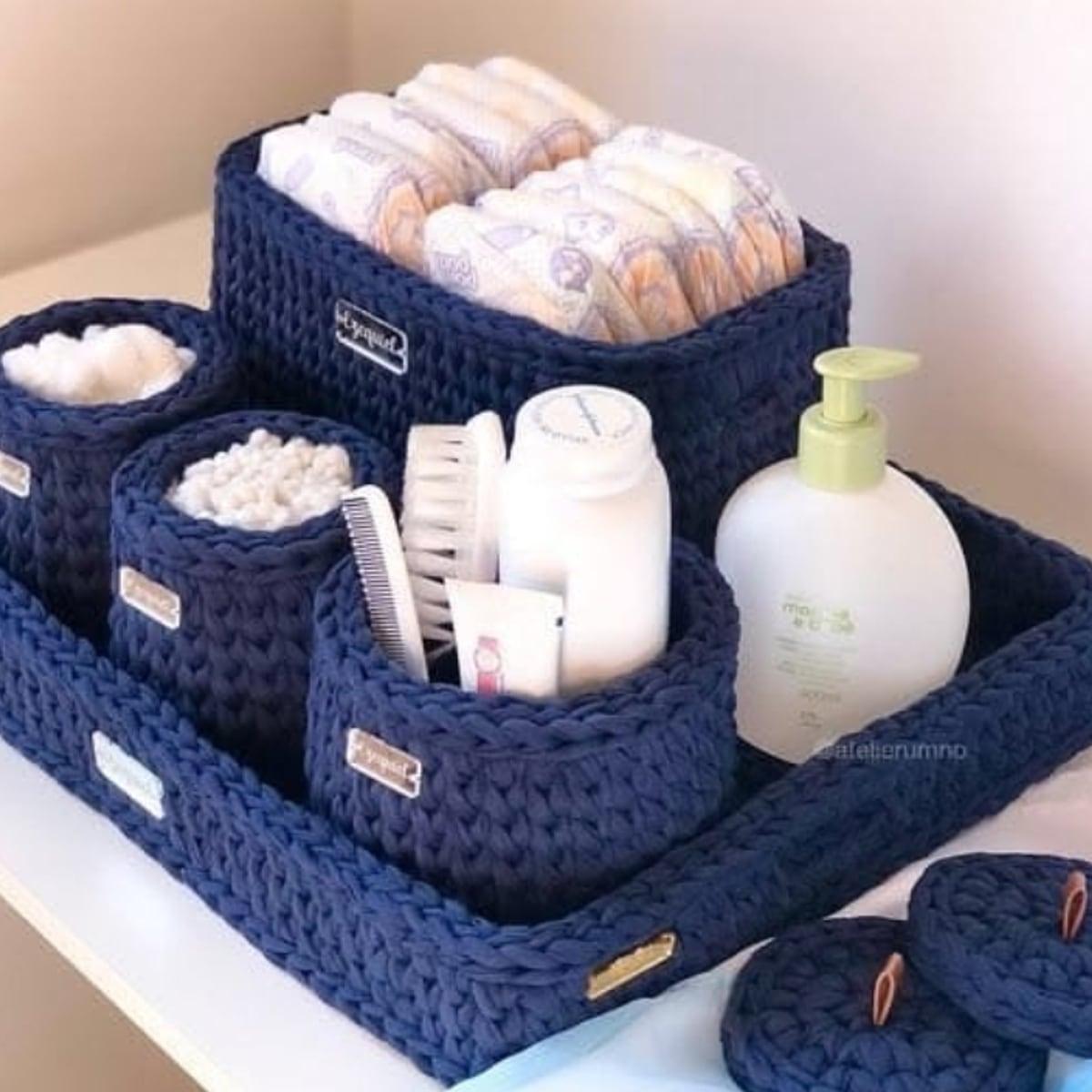 Navy Storage Basket, view 1