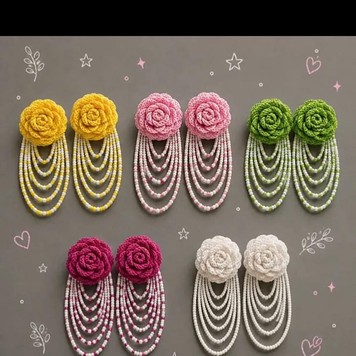 Rose Cascade Earrings (Pink), view 1